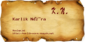 Karlik Nóra névjegykártya